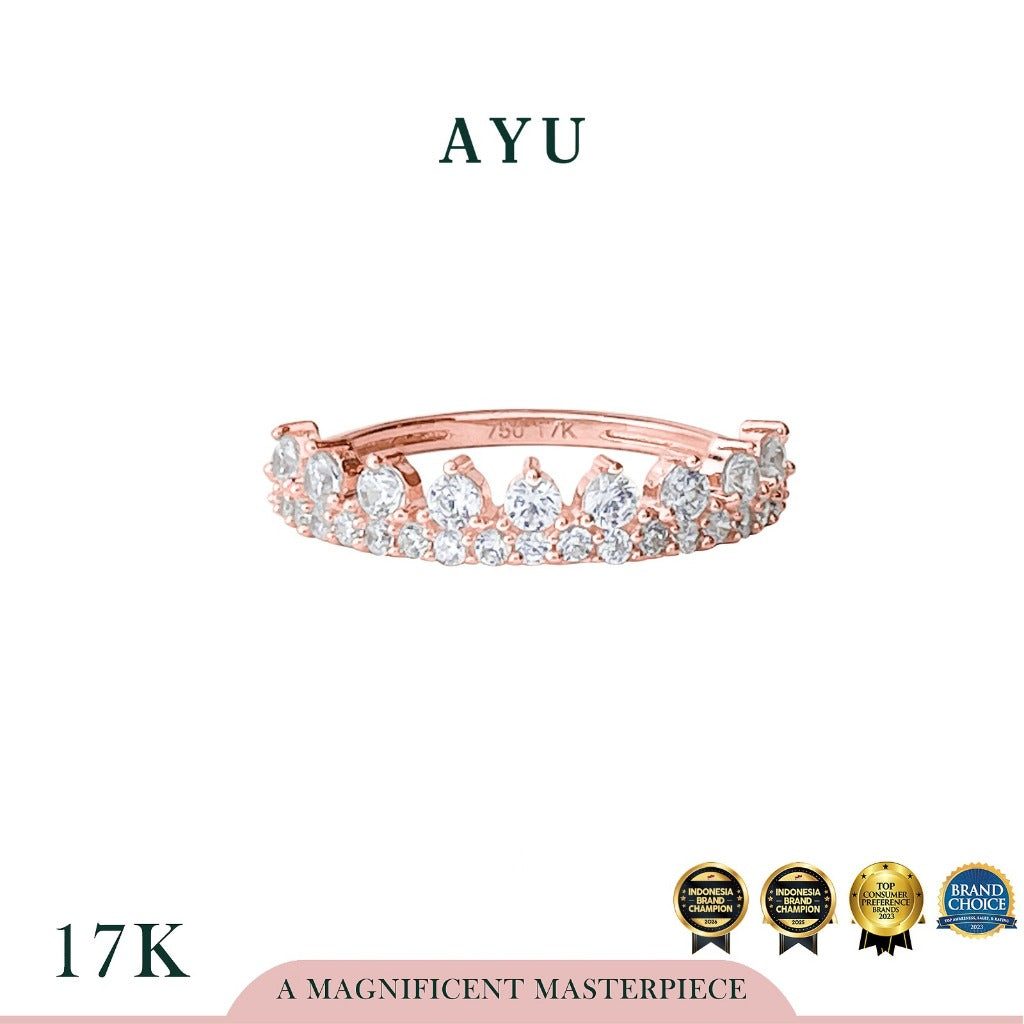 AYU Cincin Emas - Double Row Ring 17k Rose Gold