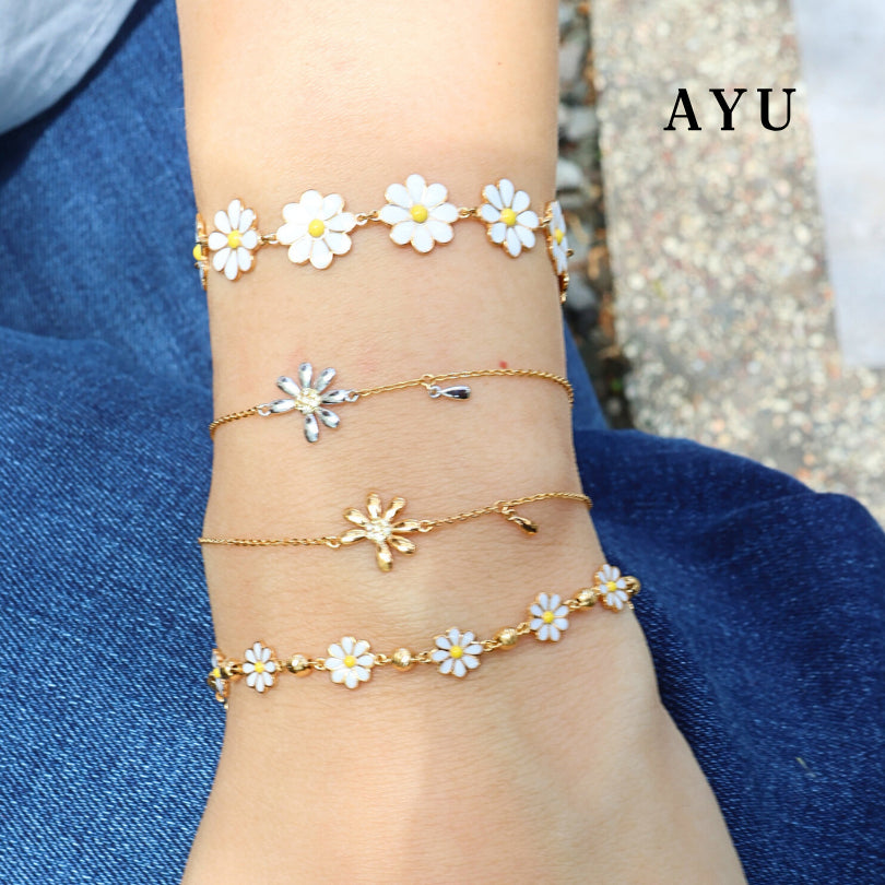 AYU Gelang Emas - Small Golden G Daisy Chain Bracelet 17k Rose Gold