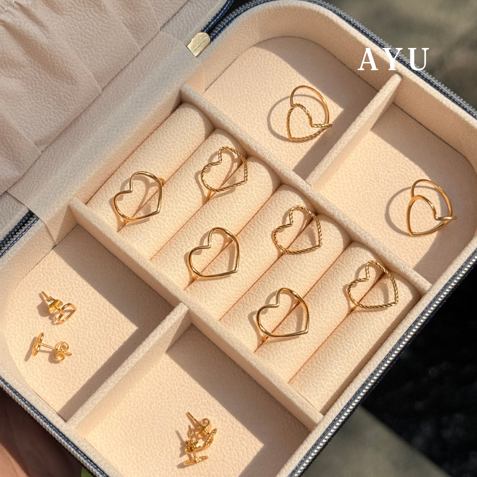 AYU Cincin Emas - Biggie Open Heart Twist Ring 17k Rose Gold