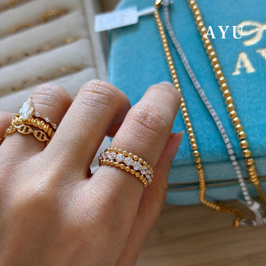 AYU Cincin Emas - Pepper Beads Ring 17k Rose Gold