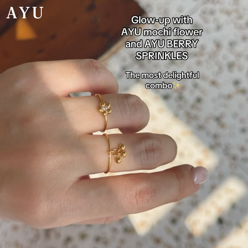 AYU Cincin Emas - Gold Berry Sprinkles Ring 17k White Gold