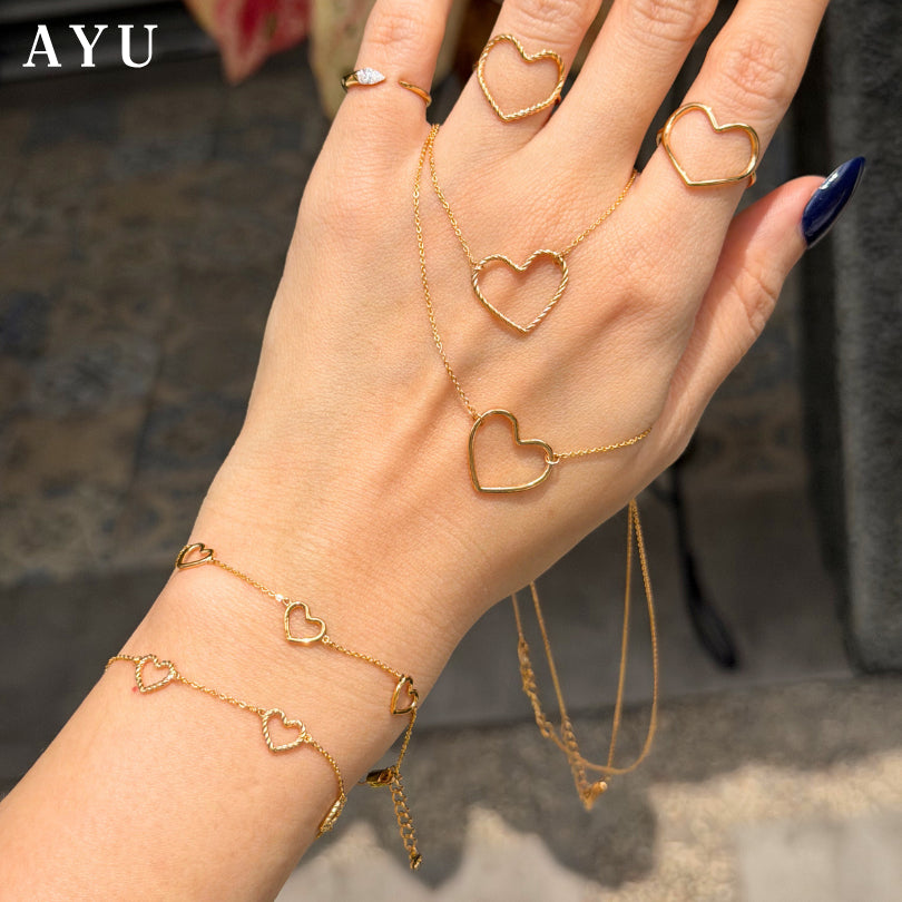AYU Gelang Emas - 5 Baby Open Heart Bracelet 17k White Gold