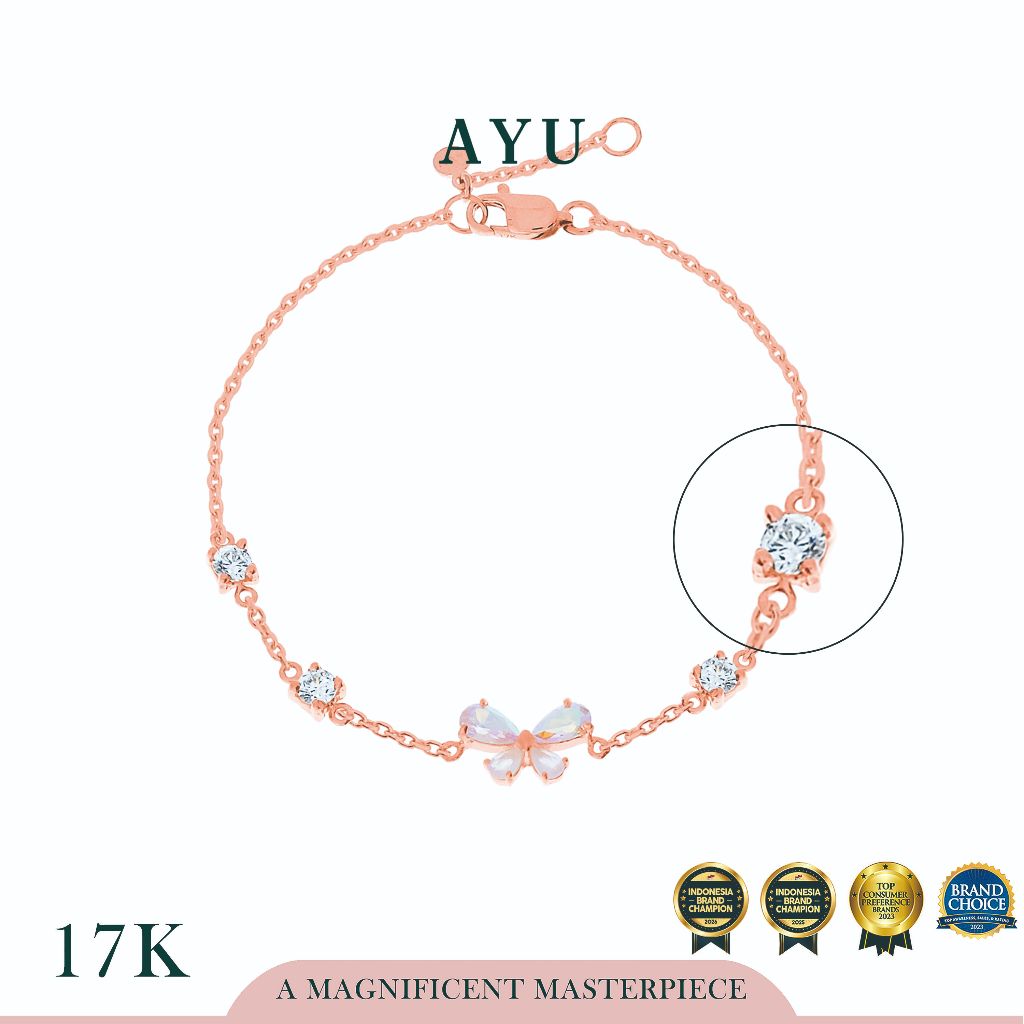 AYU Gelang Emas - Magical Butterfly Chain Bracelet 17k Rose Gold