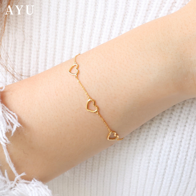 AYU Gelang Emas - 5 Baby Open Heart Bracelet 17k White Gold