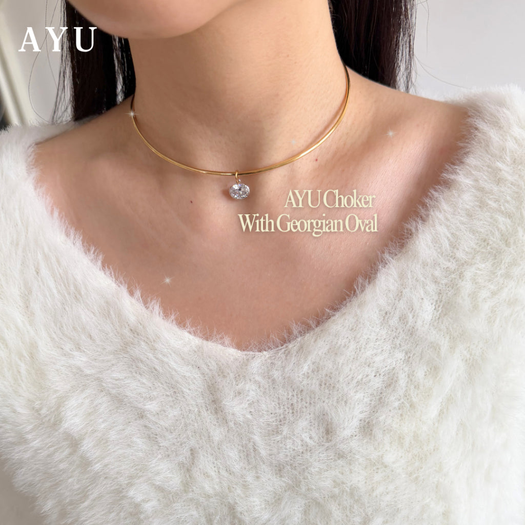 AYU Kalung Emas - Choker With Georgian Oval 16k Yellow Gold