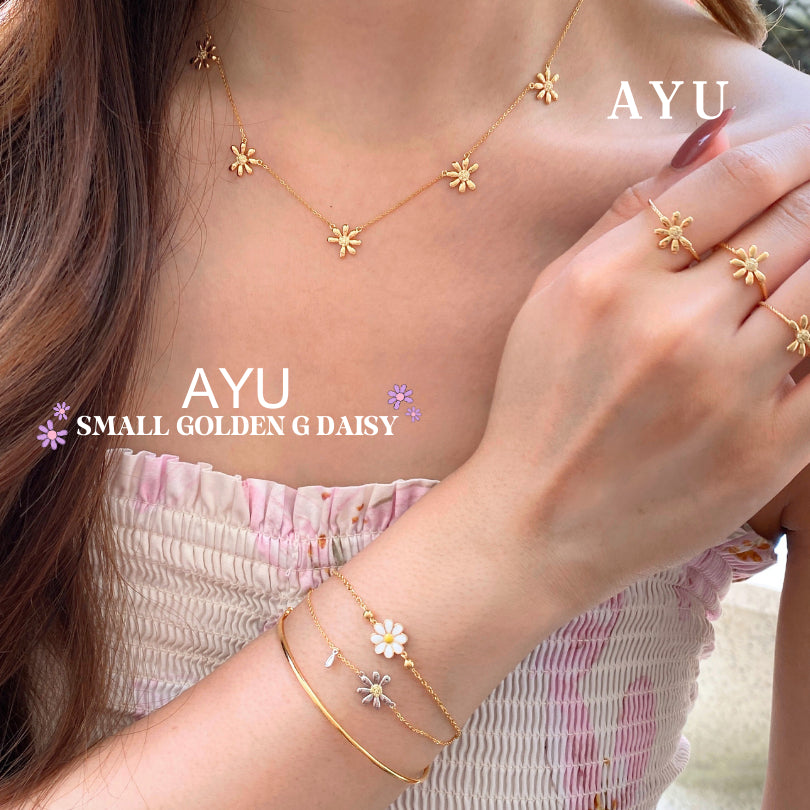 AYU Gelang Emas - Small Golden G Daisy Chain Bracelet 17k Rose Gold