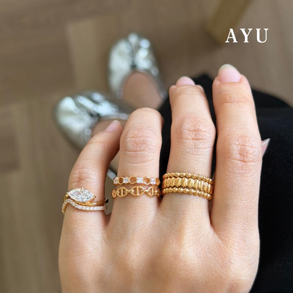 AYU Cincin Emas - Pepper Beads Ring 17k Rose Gold