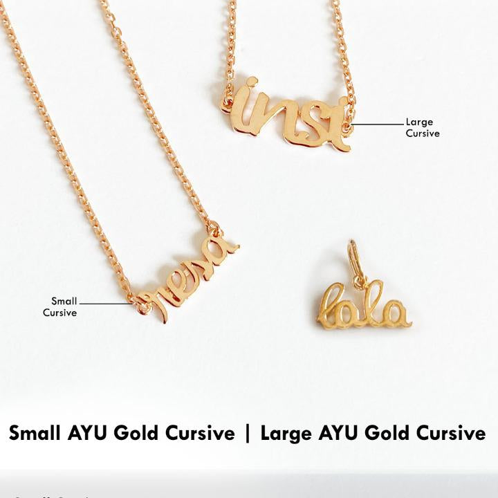 Custom Order PL AYU Small Cursive Pendant ( Agni ) 17k White Gold