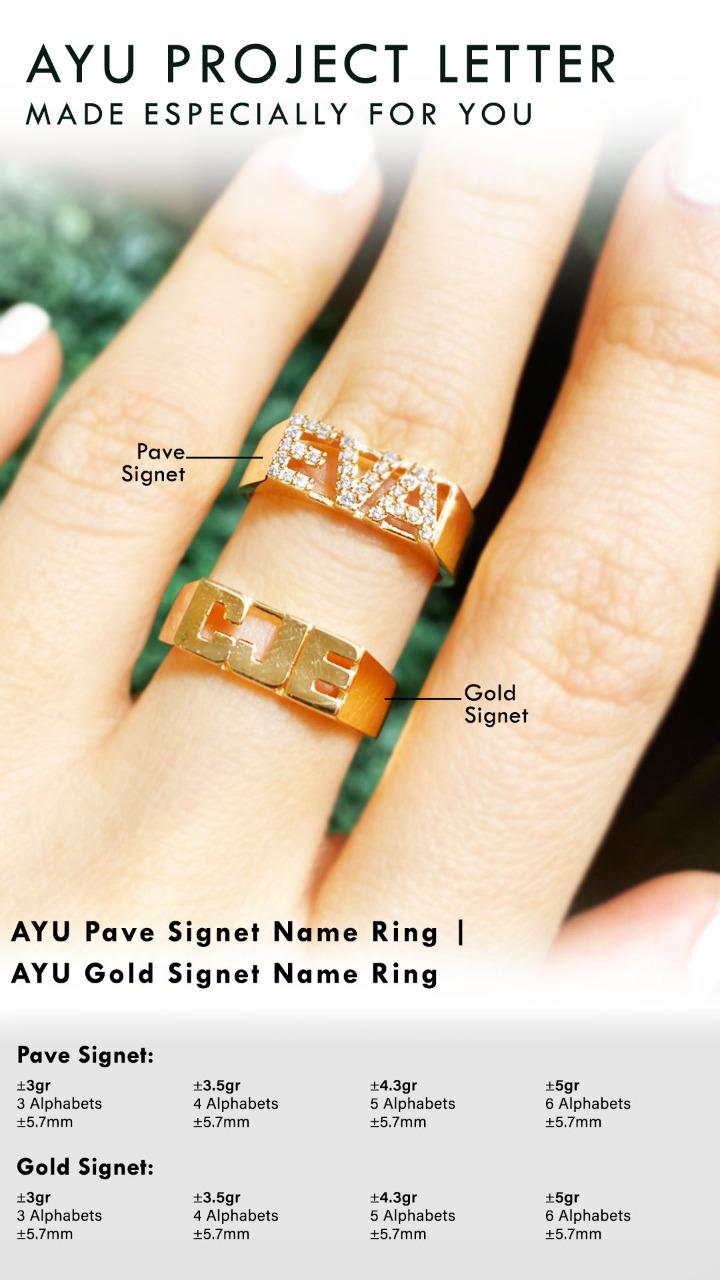 Custom Order PL AYU Pave Signet Ring ( KARIN ) 17k Yellow Gold R.25
