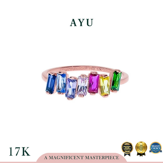 AYU Cincin Emas - 7 Zigzag Baguette Ring 17k Rose Gold