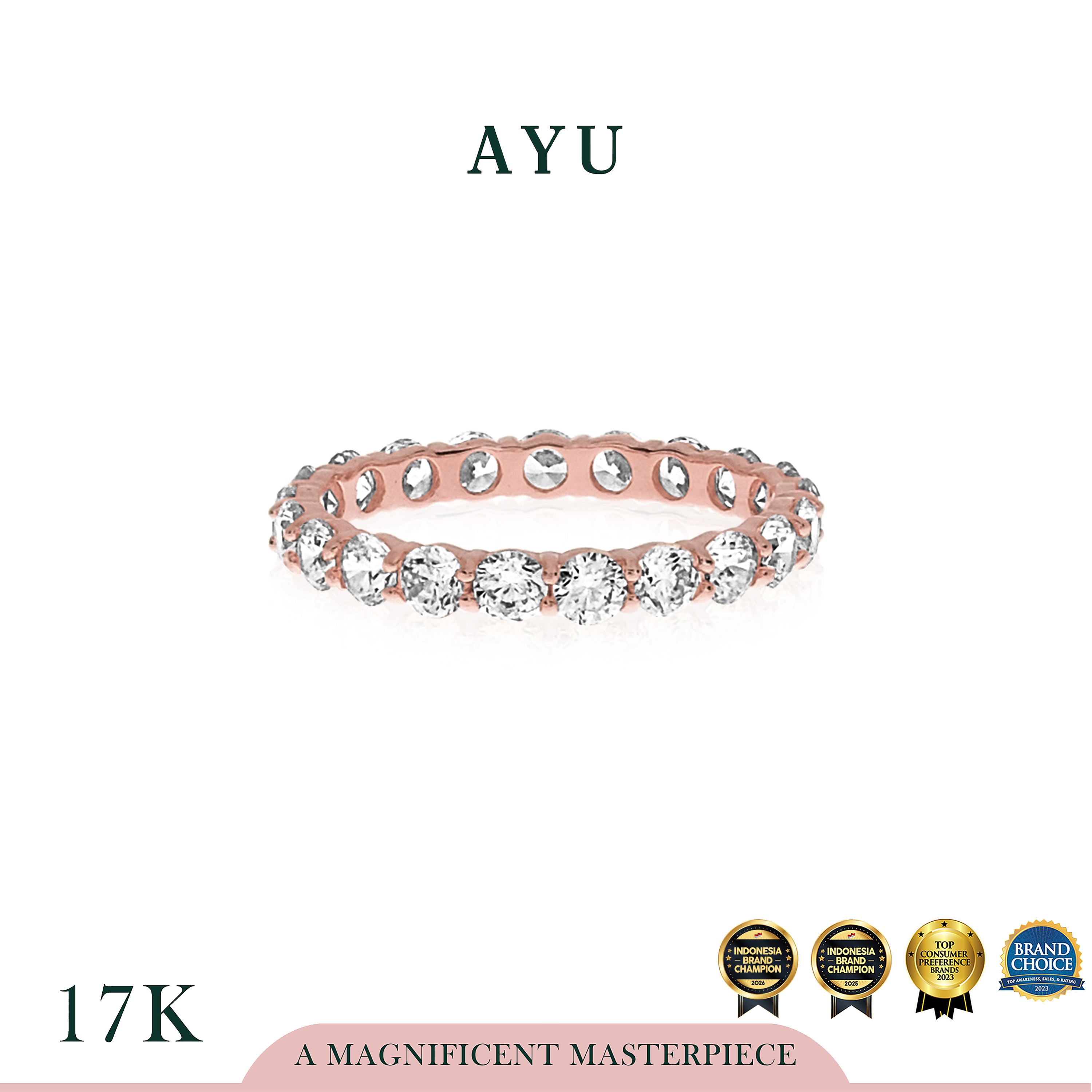 AYU Cincin Emas - Round Eternity Ring 17K Rose Gold