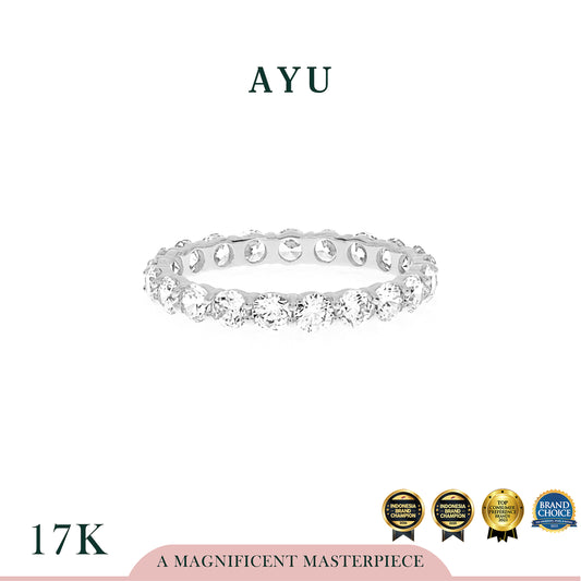 AYU Cincin Emas - Round Eternity Ring 17K White Gold