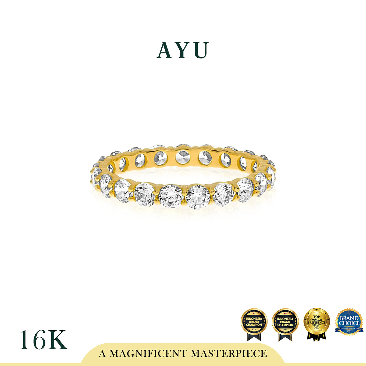 AYU Cincin Emas - Round Eternity Ring 16K Yellow Gold