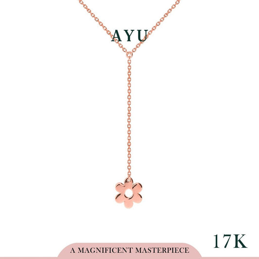 AYU Kalung Emas - Golden Daisy Lariat Necklace 17k Rose Gold