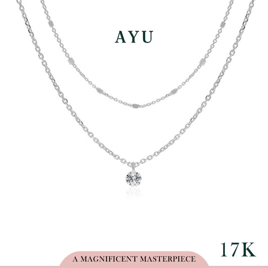 AYU Kalung Emas - Candy Pop Double Chain Necklace 17K White Gold