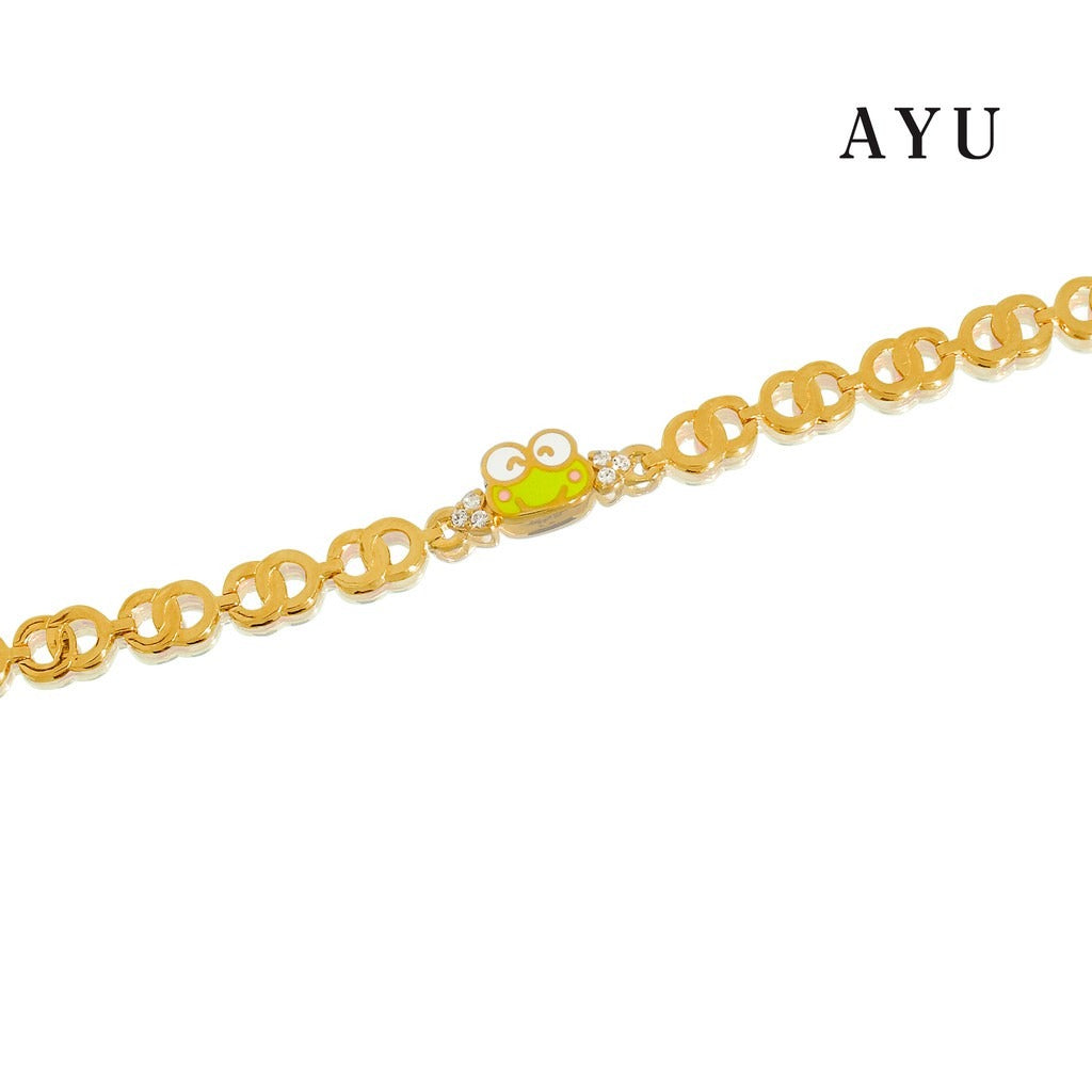 AYU Sanrio Smilling Kero Kero Keroppi Baby Bracelet 16K Yellow Gold