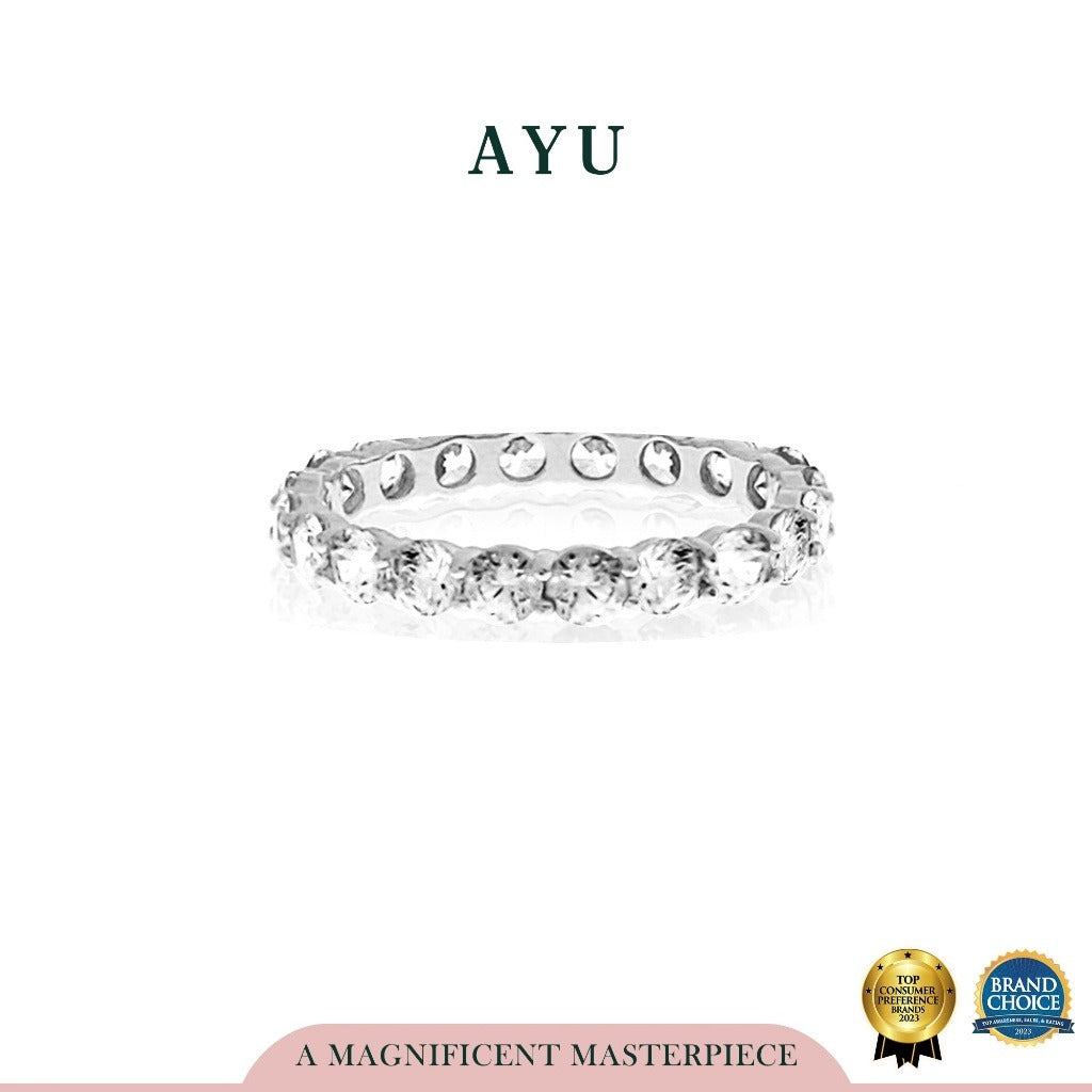 AYU Cincin Emas - Round Eternity Ring 17K White Gold