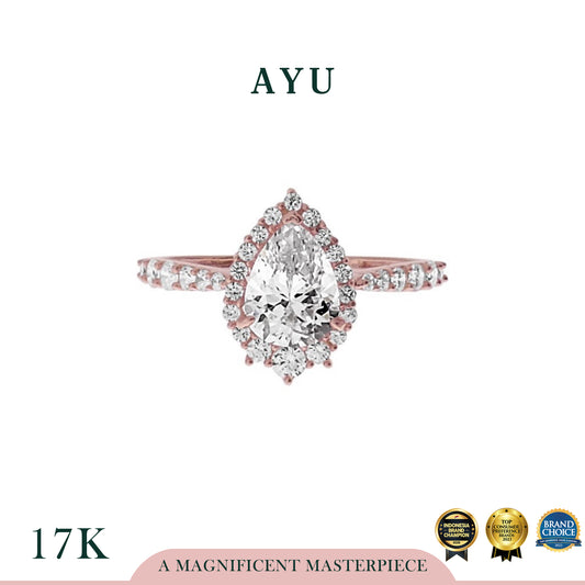 AYU Teardrop Grecian Solitaire 17k Rose Gold