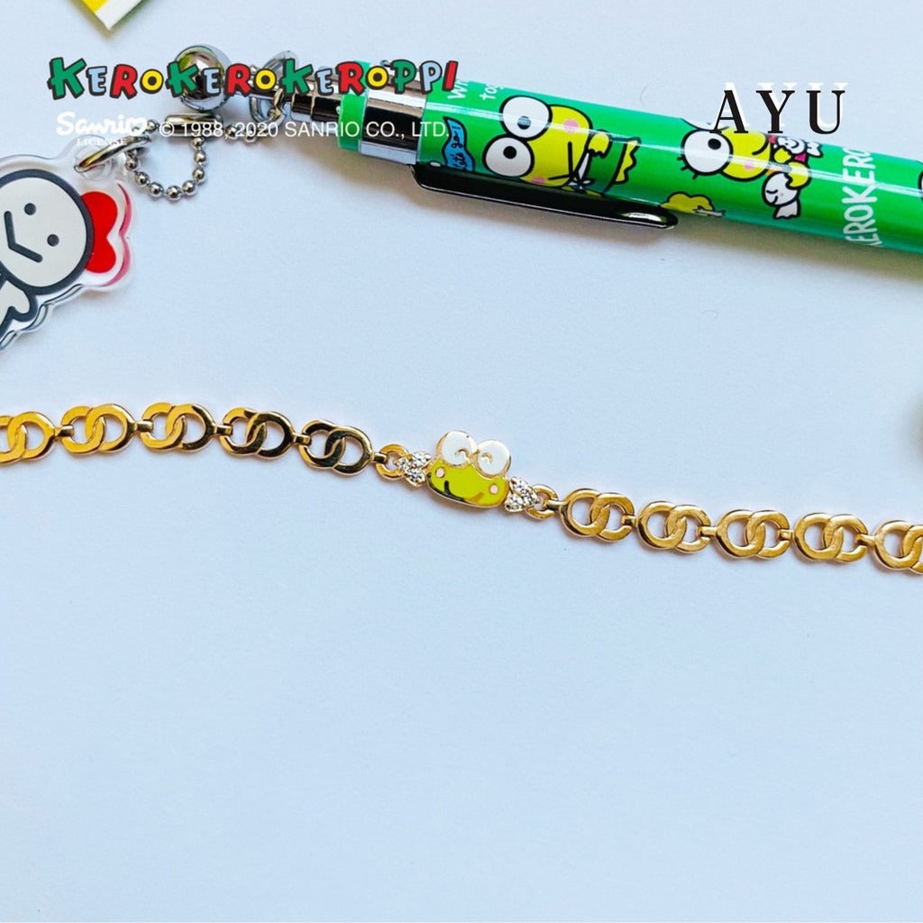 AYU Sanrio Smilling Kero Kero Keroppi Baby Bracelet 16K Yellow Gold