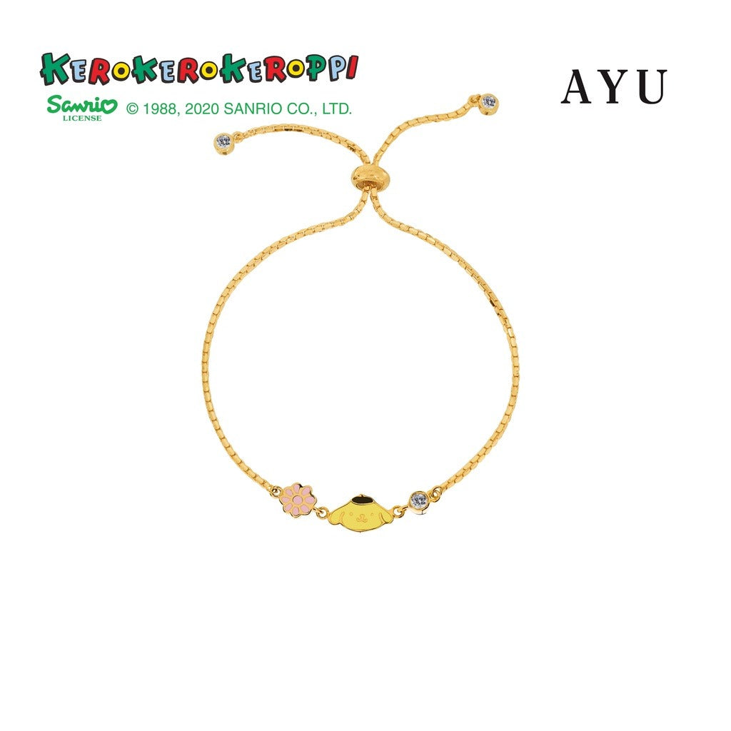 AYU Gelang Emas Anak - Sanrio Pompompurin Loves Flower Bolo Bracelet 16K Yellow Gold