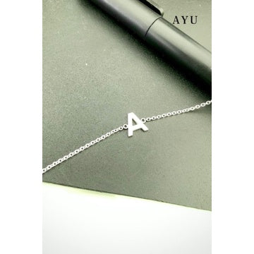 AYU Gelang Emas - Gold Initial Chain Bracelet 17k White Gold