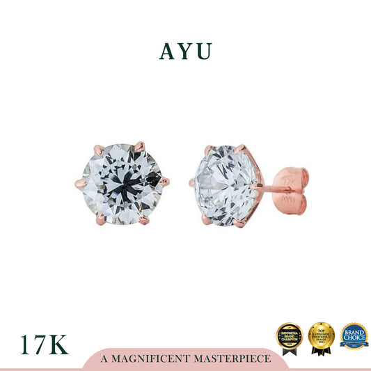 AYU Anting Emas Tindik - Glam Gigi 6 Prong Studs 17k Rose Gold
