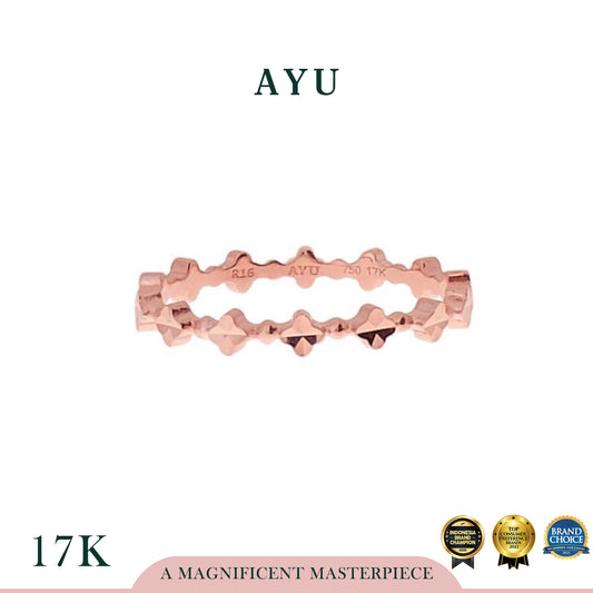 AYU Cincin Emas - Clover Bling Stack 17k Rose Gold