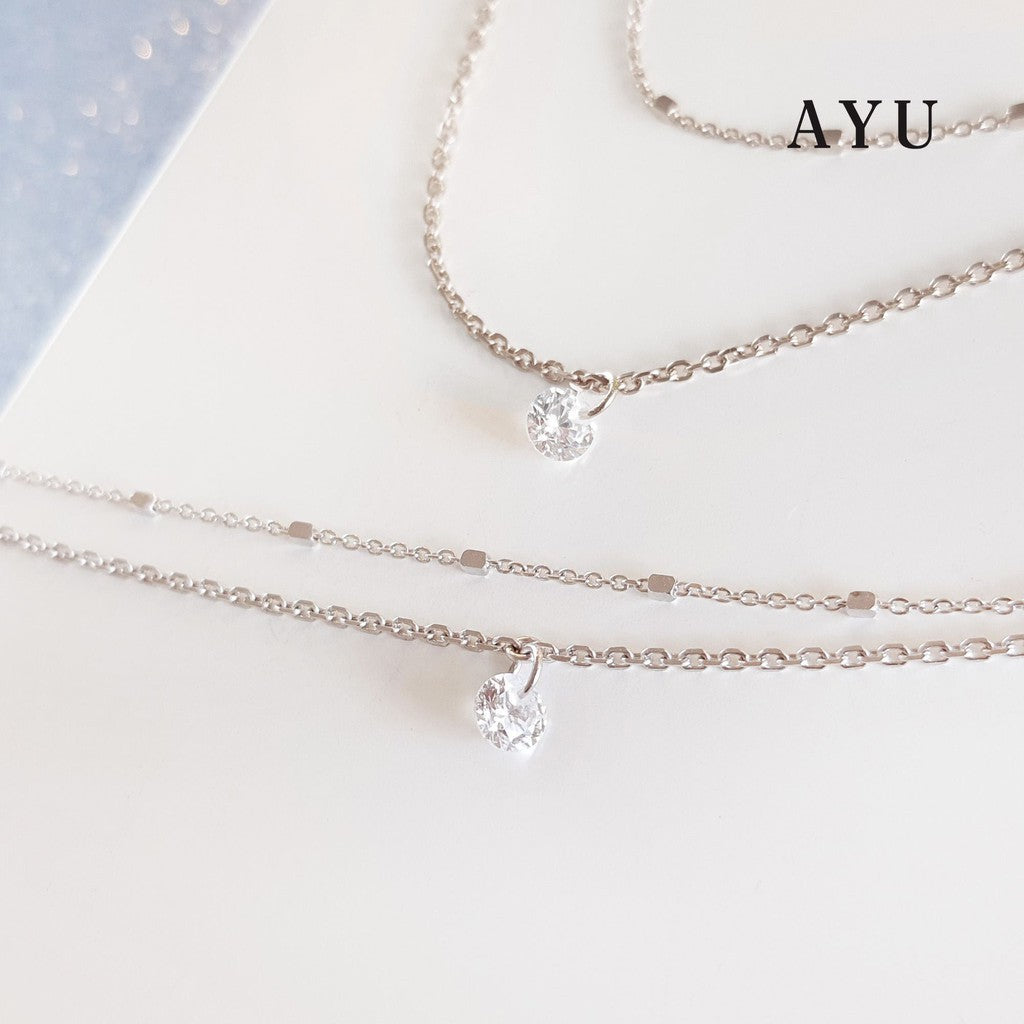 AYU Gelang Emas Korea - Candy pop Double Chain Bracelet 17K White Gold