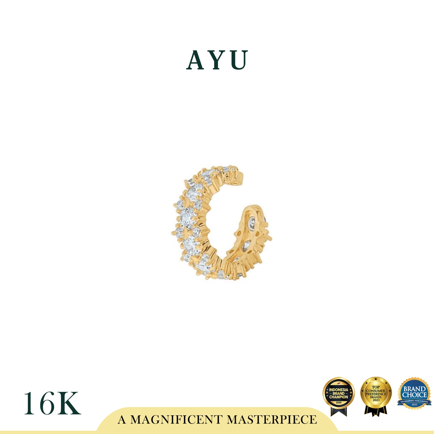 AYU Anting Emas - Glam Pave Earcuff 16k Yellow Gold