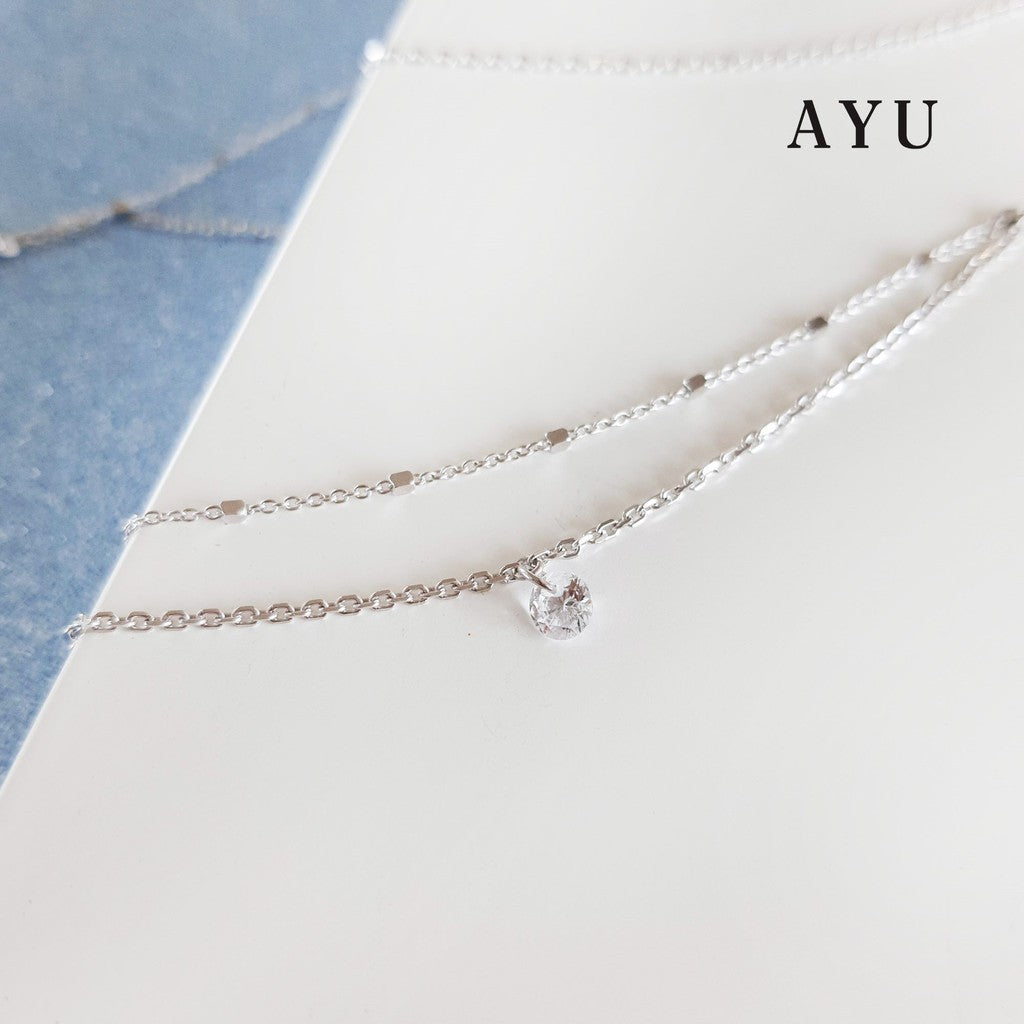 AYU Gelang Emas Korea - Candy pop Double Chain Bracelet 17K White Gold