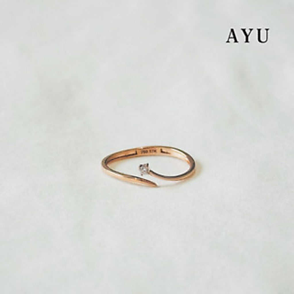 AYU Cincin Emas - Mini Solitaire Wrap Open Ring 17K White Gold