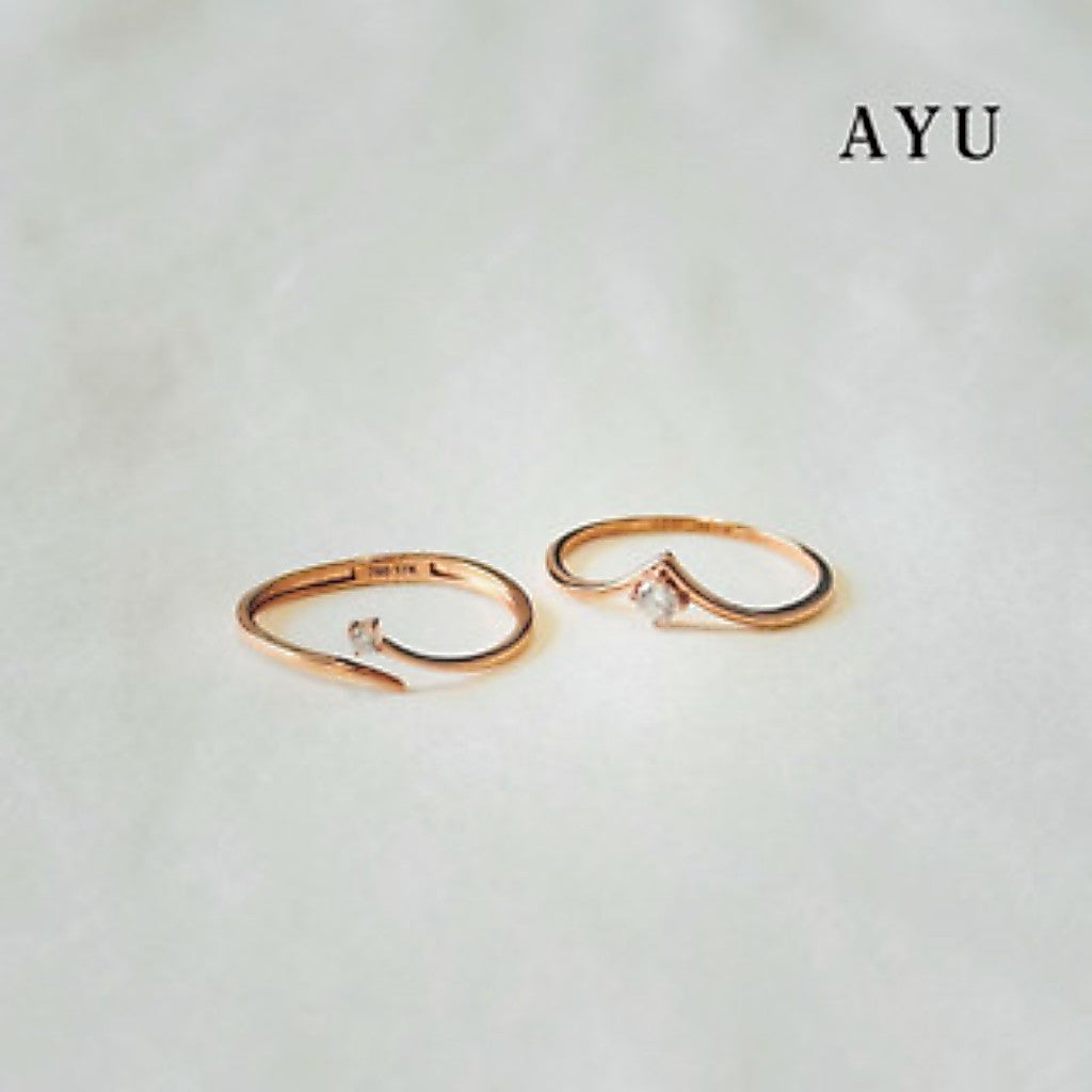AYU Cincin Emas - Mini Solitaire Wrap Open Ring 17K White Gold