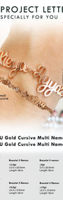 Custom Order PL AYU Gold Small Cursive Multi Names(Naufal Nataya Nafisya) 17k Rose Gold 15-17cm
