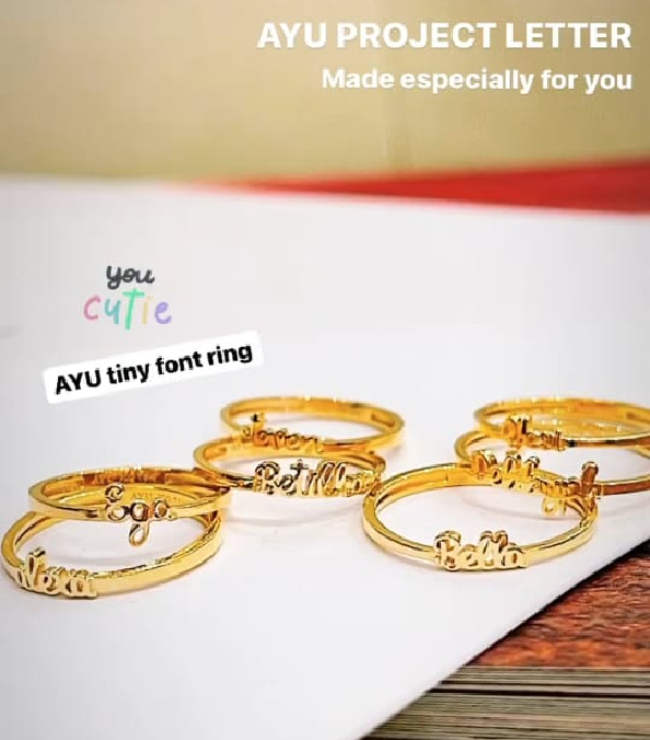 Custom Order PL Cincin Font Tiny (Teguh) 8K Yellow Gold, R.9