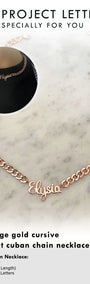 Custom Order PL AYU Large Gold Cursive With Flat Cuban Chain Necklace ( MakAci ) 17k Rose Gold 45cm