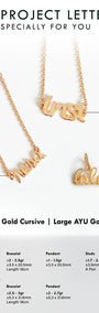 Custom Order PL Necklace Gold Large Cursive (aghnia) 17k White Gold 34 CM