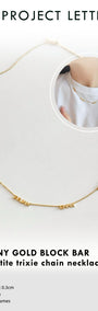 Custom Order PL Necklace Tiny Gold Block Bar With Petite Trixie Chain (Ivana Raynathan) 17K Rose Gold 45 CM