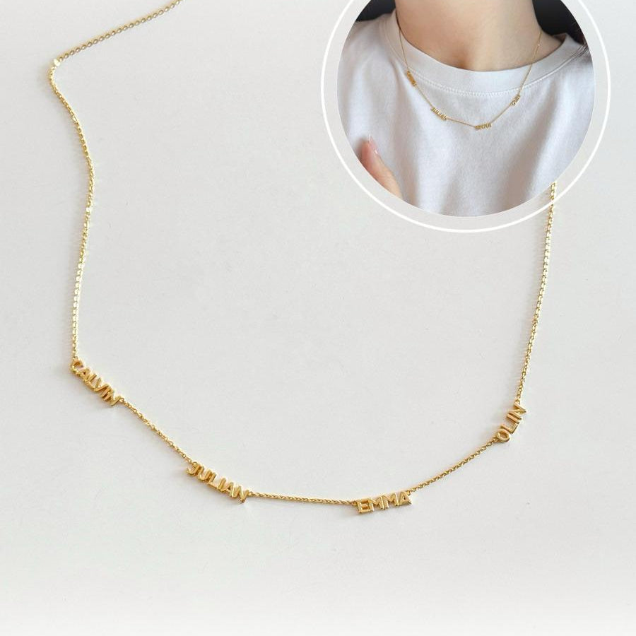 Custom Order PL Necklace Tiny Gold Block Bar With Petite Trixie Chain (Ivana Raynathan) 17K Rose Gold 45 CM