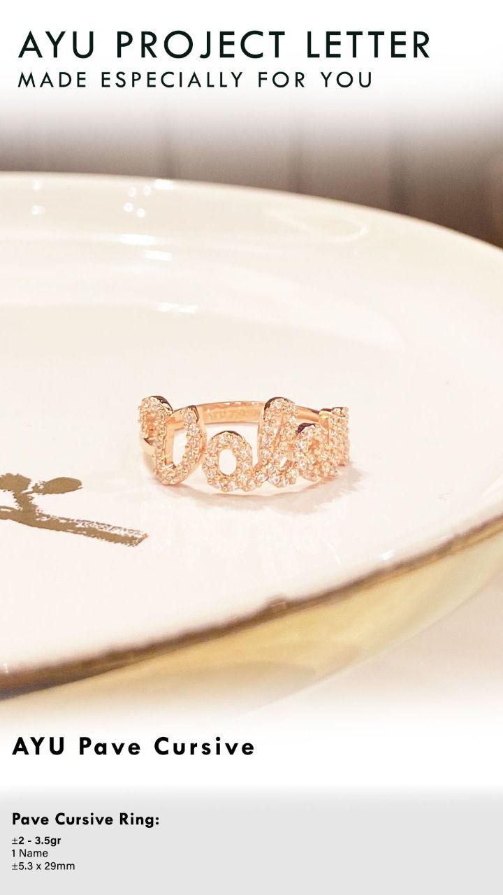 Custom Order PL Cincin Pave Cursive (Azzelyora) 17k Yellow Gold R.12