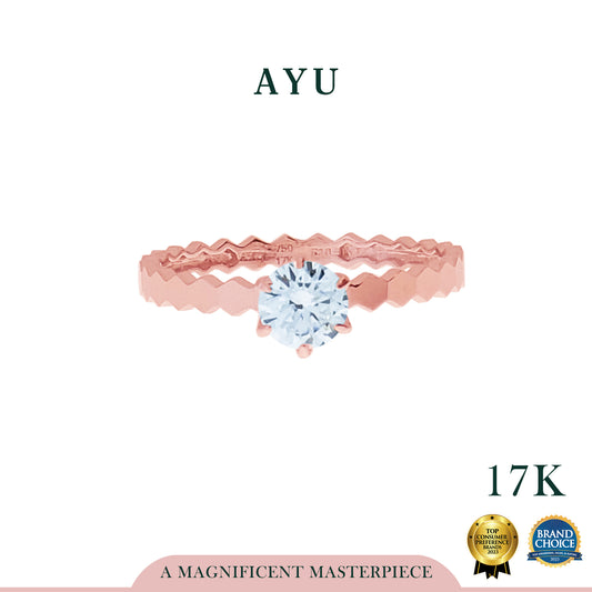 AYU Cincin Emas - Honey Bee Mine Solitaire 17K Rose Gold