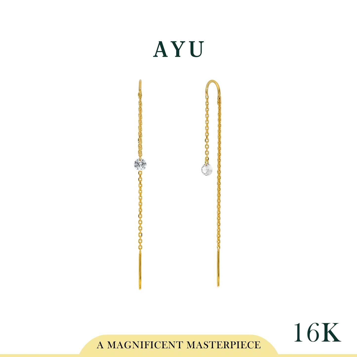 AYU Anting Emas - Candy Pop Dangle Thread Earrings 16K Yellow Gold