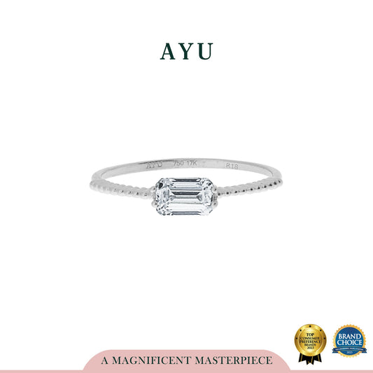 AYU Emerald Cut With Pepper Beads Ring 17k White Gold