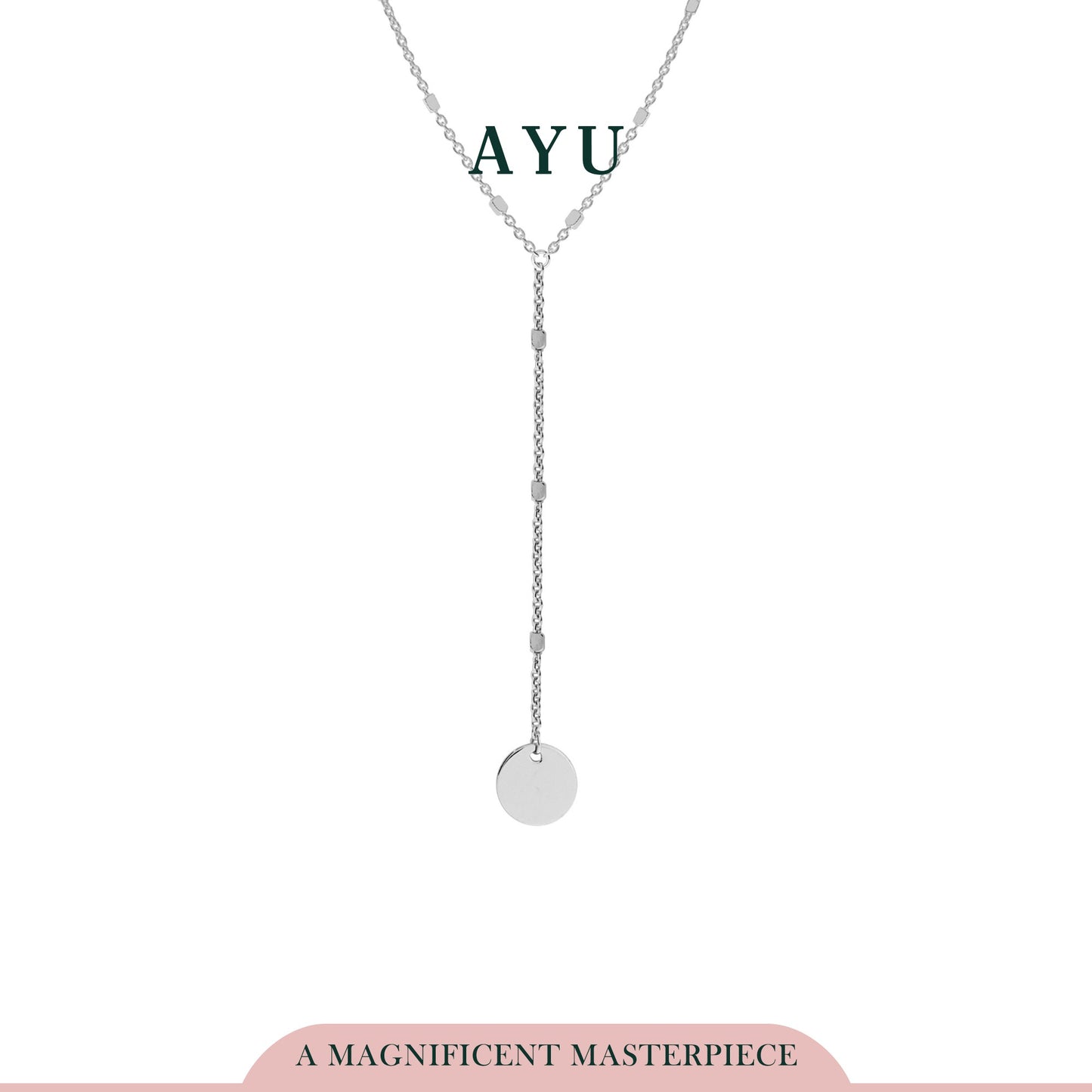 AYU Mini Coin Lariat Necklace 17k White Gold