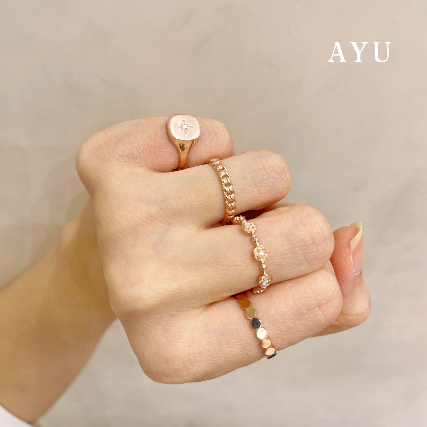 AYU Golden Flower Eternity Stack 17k Rose Gold