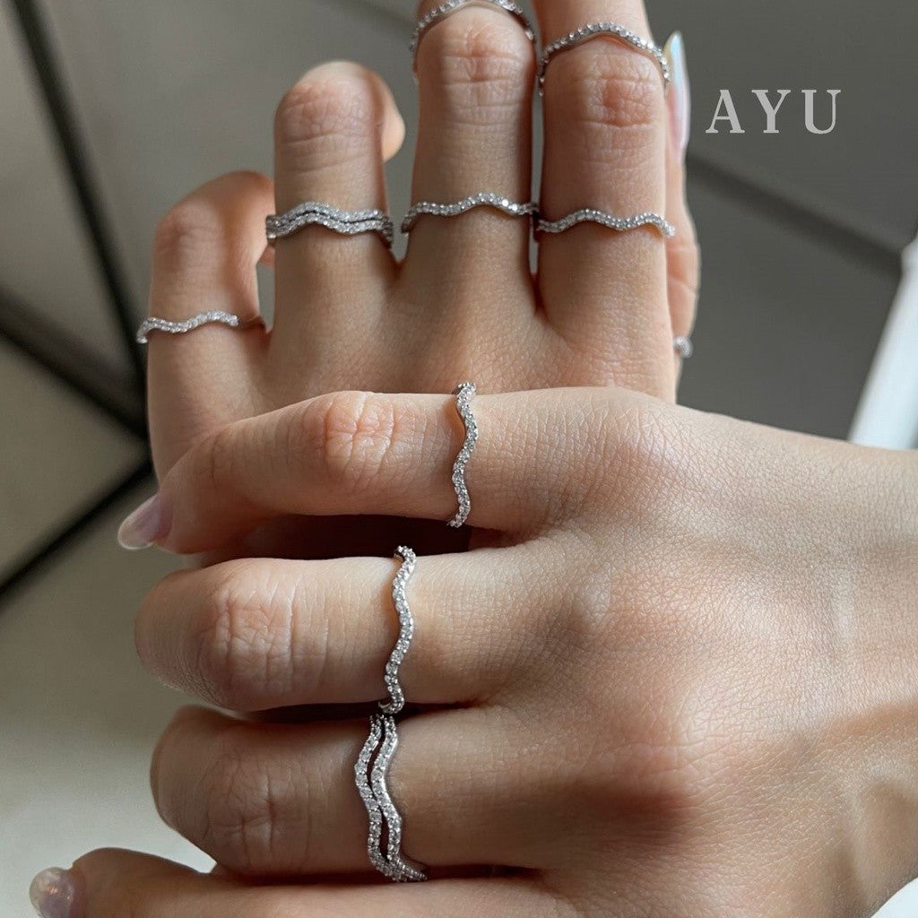 AYU Cincin Emas - Pave Wave Ring 17k White Gold