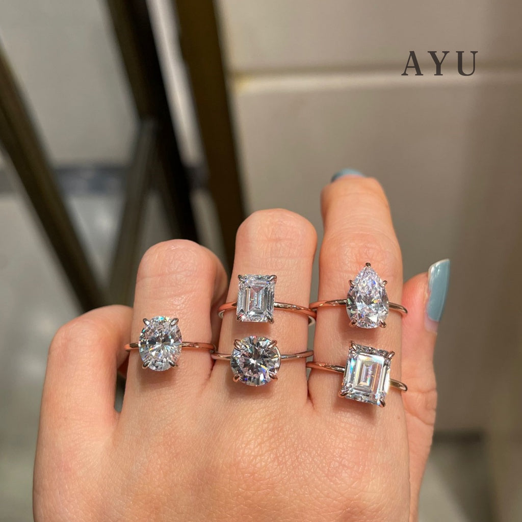 The Ayu Setting In Glam Emerald Cut 17k White Gold