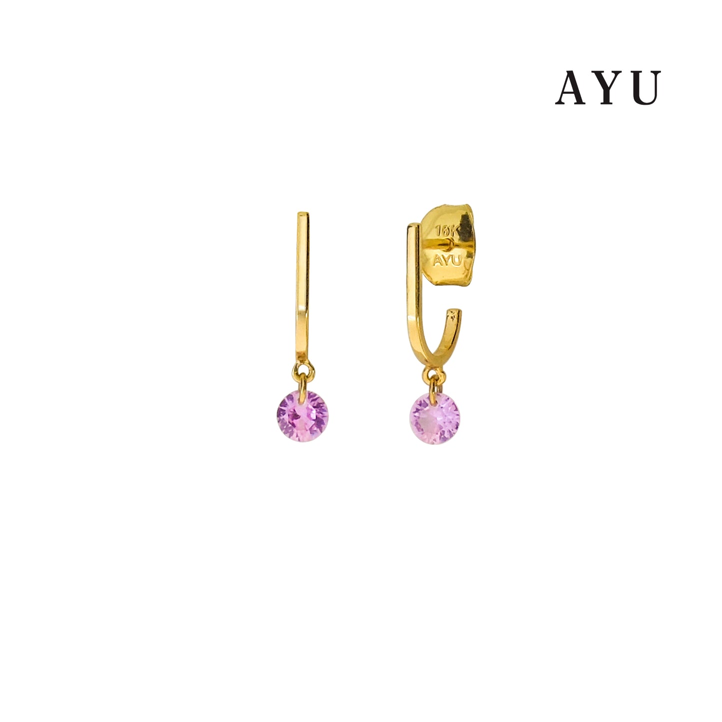 AYU Anting Emas Tindik - Candy Pop On Gold Hoop Stud 16k Yellow Gold