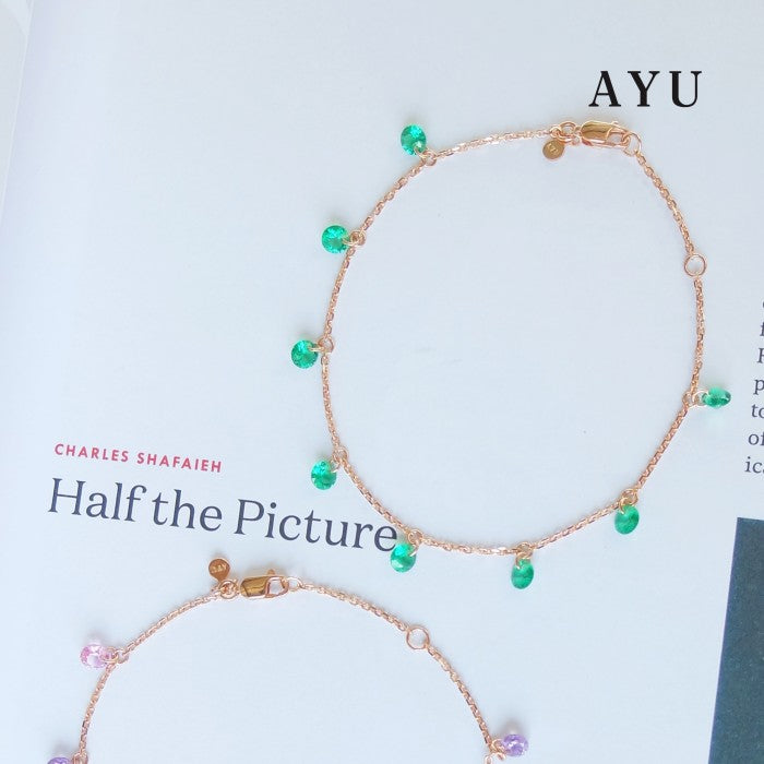 AYU Gelang Kaki Emas - 8 Candy Pop Chain Anklet 17k Rose Gold