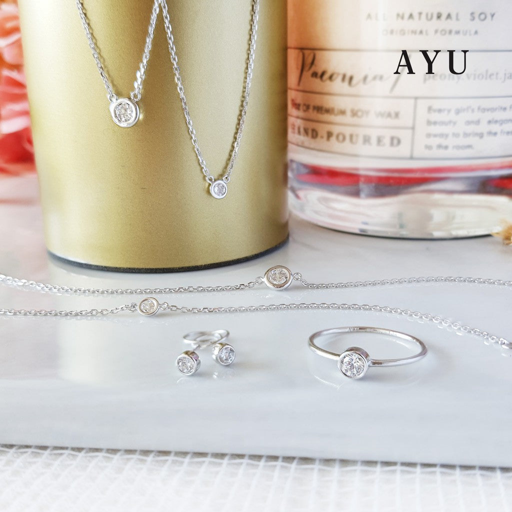 AYU Cincin Emas - Mini Bezel Solitaire 17K White Gold