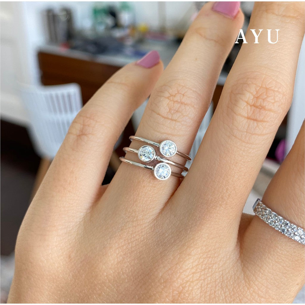 AYU Cincin Emas - Mini Bezel Solitaire 17K White Gold